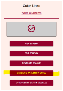 The link to generating a Data Entry Excel sheet after uploading a schema in the Semantic Engine.