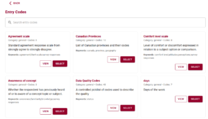 Selecting entry codes from the entry code library.